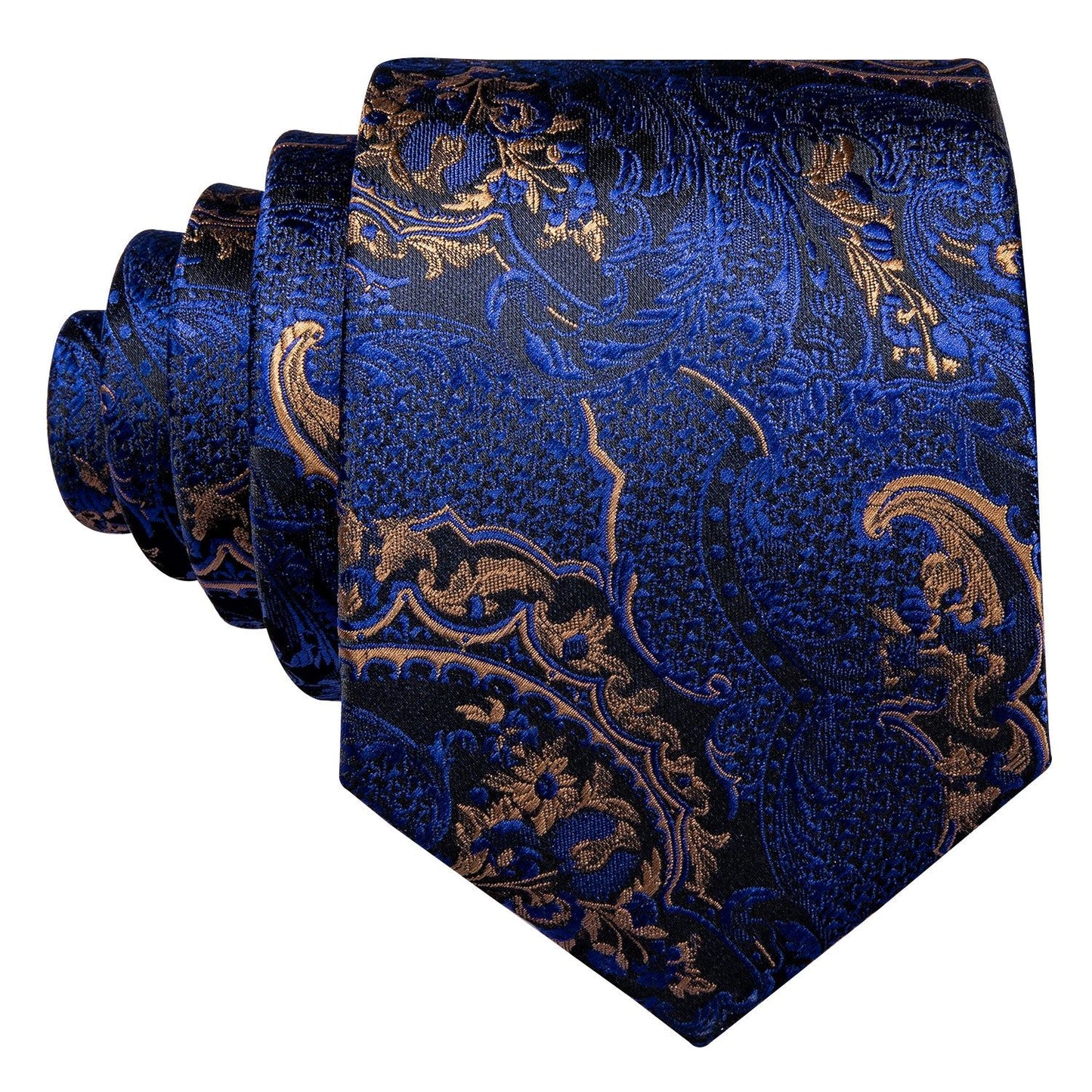 Blue and Gold Paisley Silk Tie Set