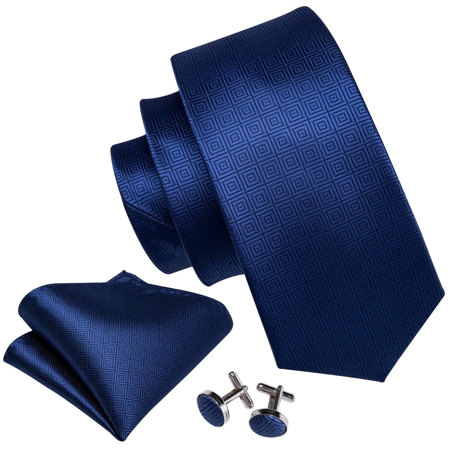 The Azure Block Silk Tie Set(58")