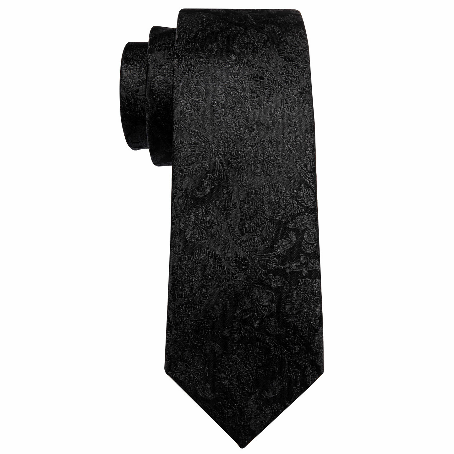 Black Silk Tie Set – 63" Length (Paisley Pattern)