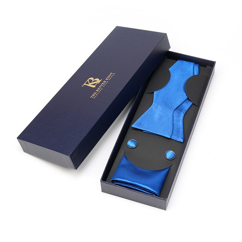 Self-Tie Royal Blue Silk Bow Tie Set – Timeless Elegance for Every Occasion