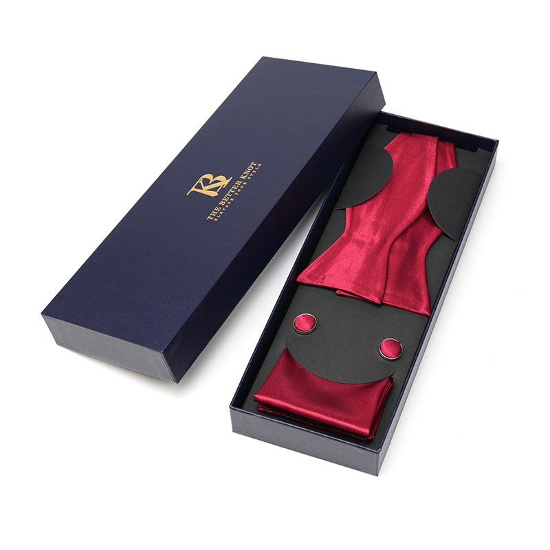 Self-Tie Burgundy Silk Bow Tie Set – Timeless Elegance for Every Occasion