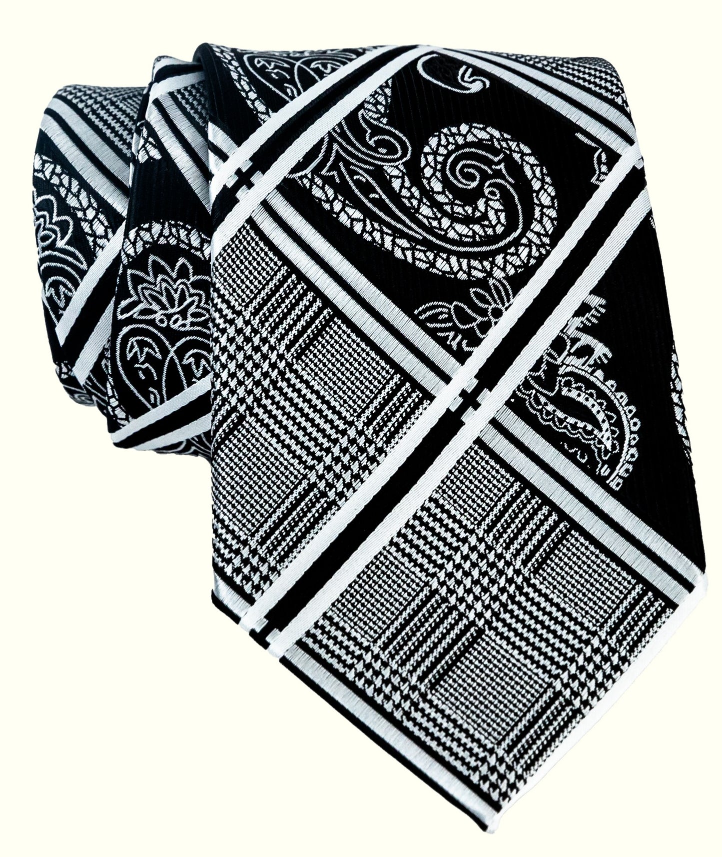 Black and Silver Pattern Tie Set