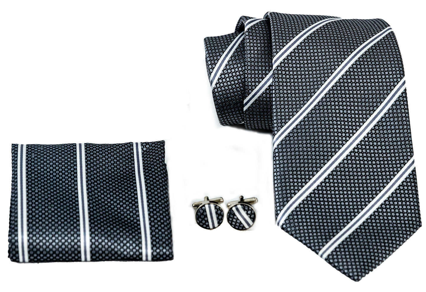 The Slate Double line Silk Tie Set (58")