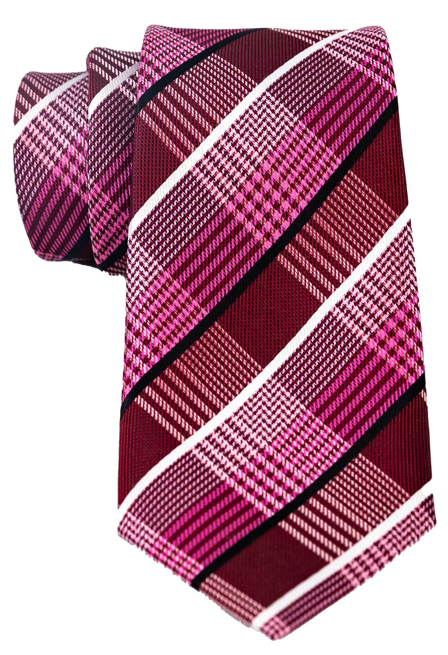 Burgundy and White Pattern Tie Set