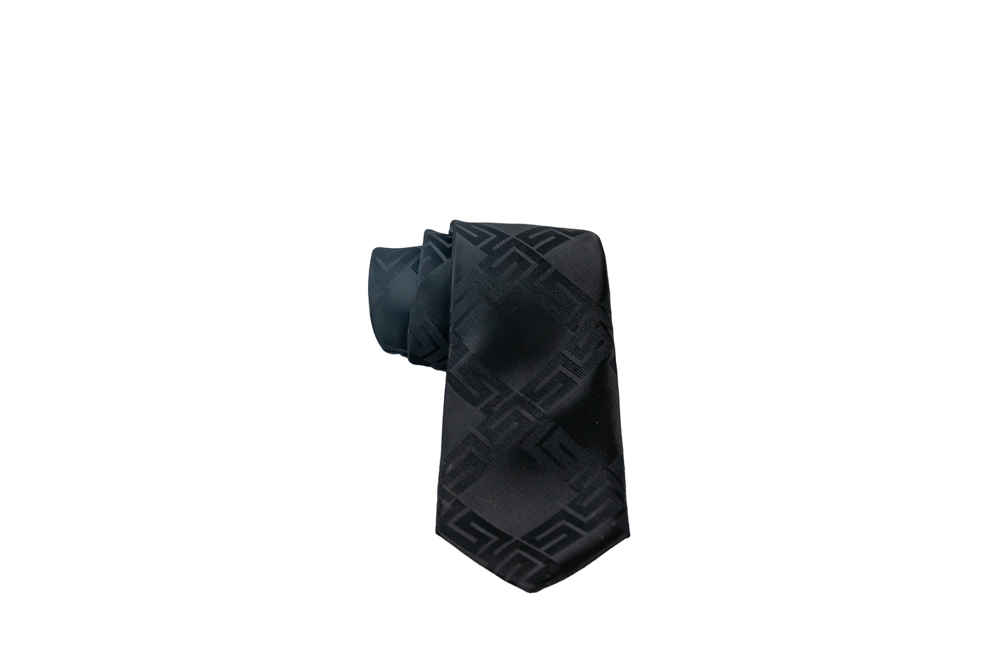 Black Embossed Silk Tie Set