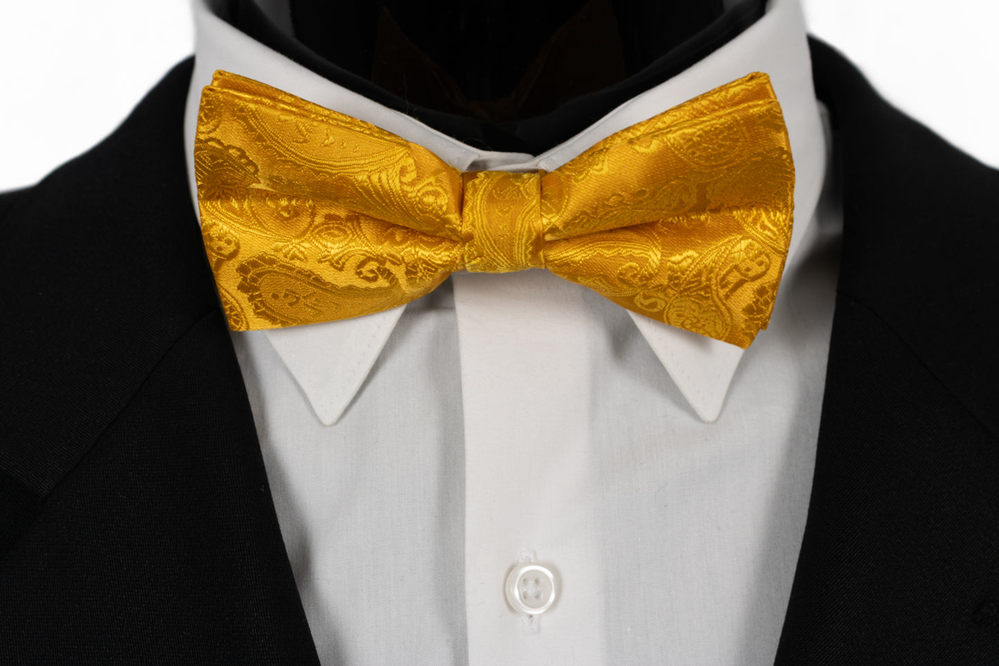 Solid Gold Design Silk Pretied Bow Tie