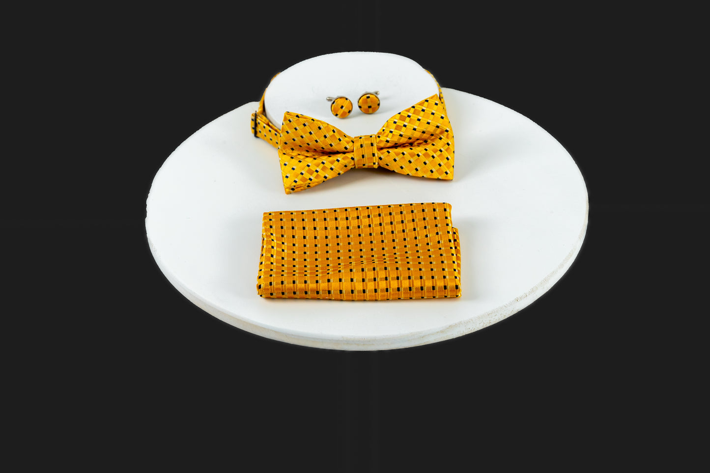 Gold and Black Silk Pretied Bow Tie