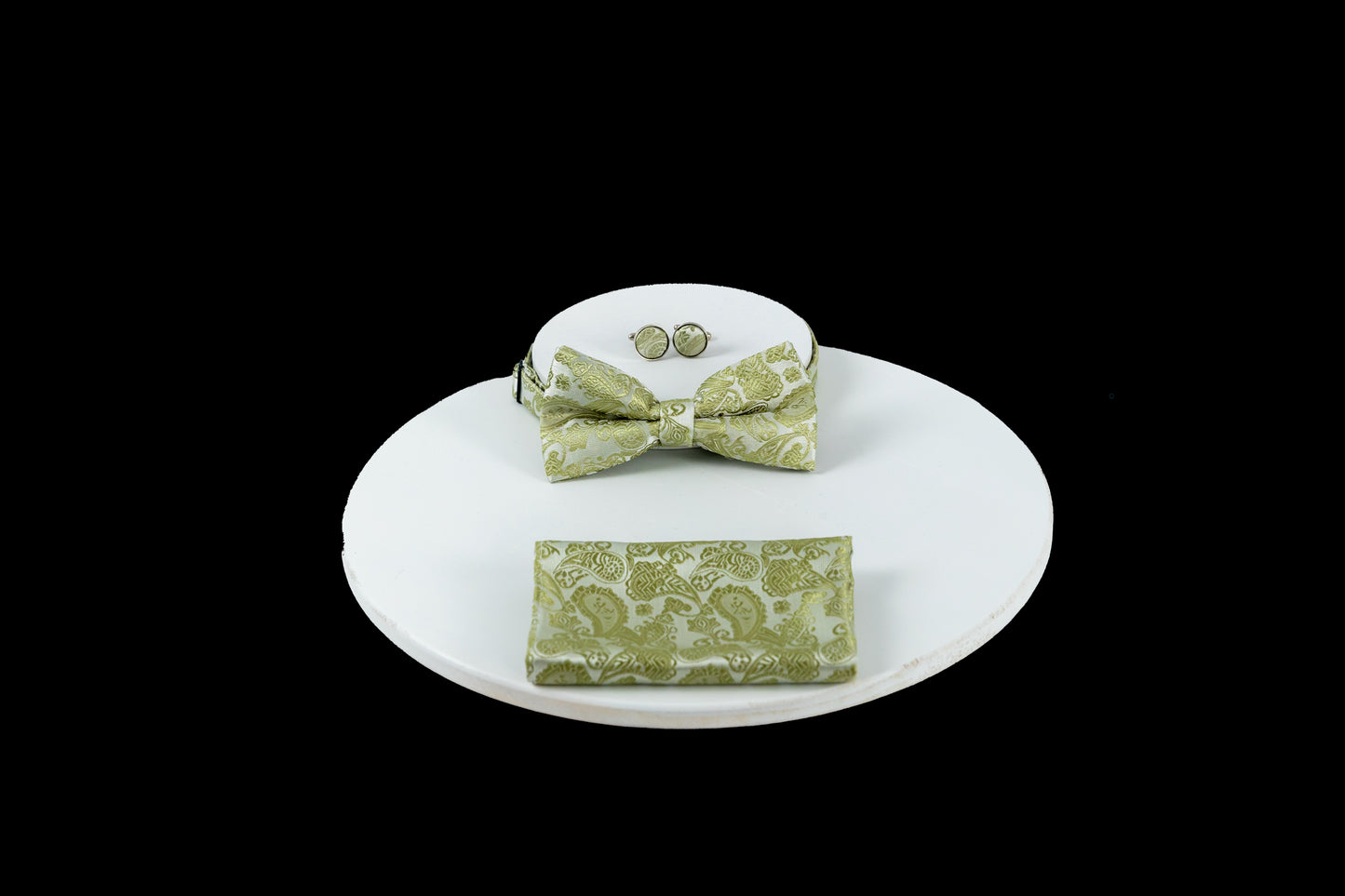 Pale Olive Green Silk Pretied Bow Tie