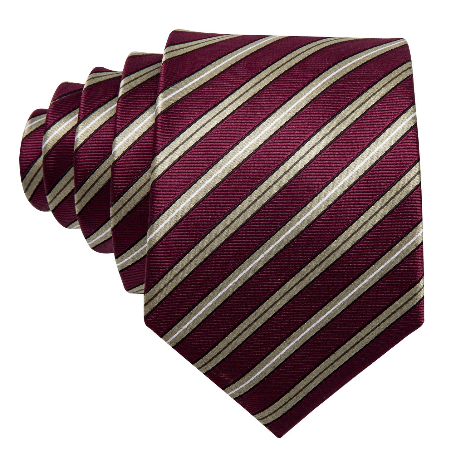 Burgundy with Gold stripes Tie Set