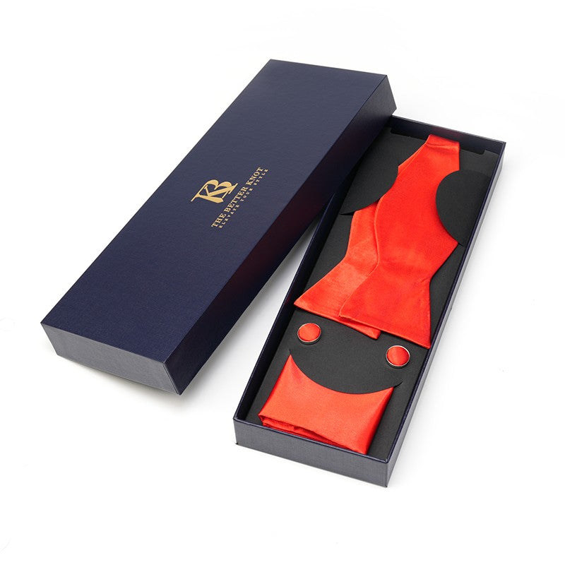 Self-Tie Orange Silk Bow Tie Set – Timeless Elegance for Every Occasion
