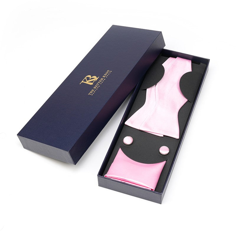 Self-Tie Pink Silk Bow Tie Set – Timeless Elegance for Every Occasion