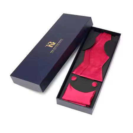 Self-Tie Red Silk Bow Tie Set – Timeless Elegance for Every Occasion