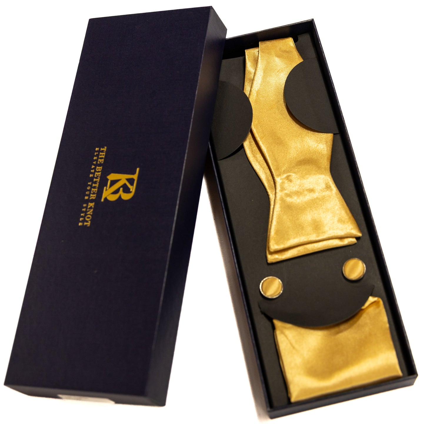 Self-Tie Gold Silk Bow Tie Set – Timeless Elegance for Every Occasion