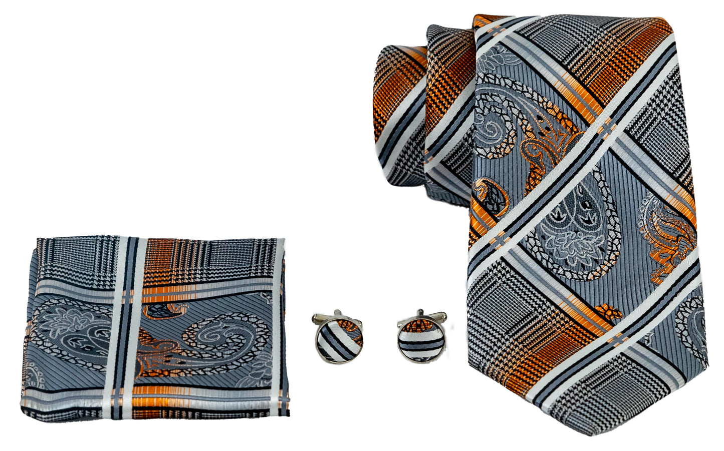 The Platinum Filigree Silk Tie Set (58")