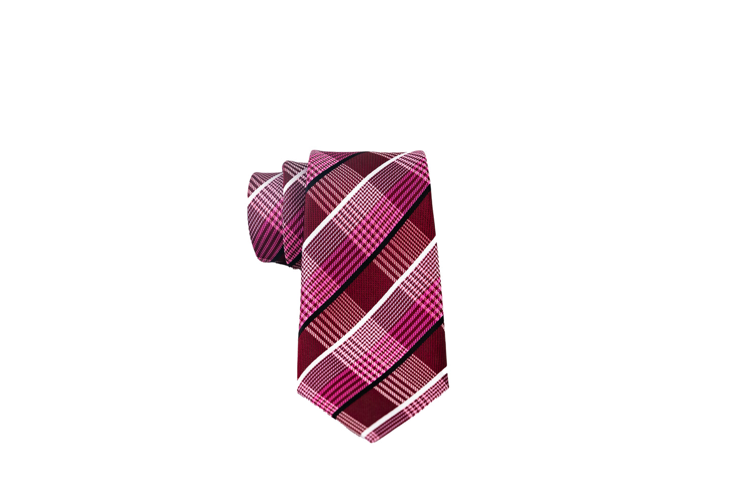 Burgundy and White Pattern Tie Set