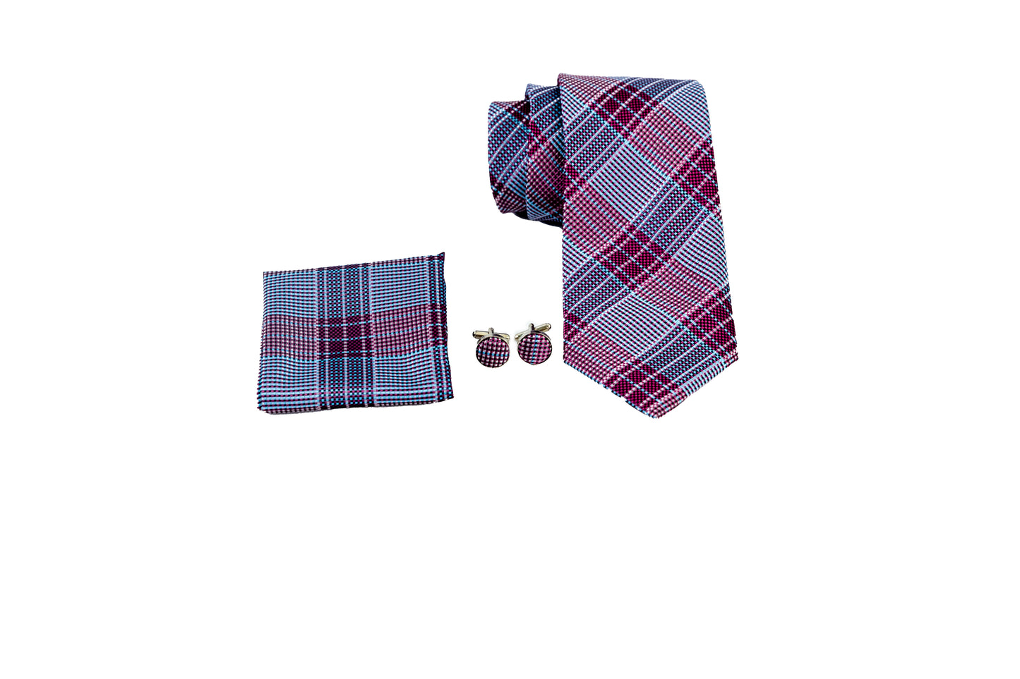 Gray and Burgundy Silk Tie Set