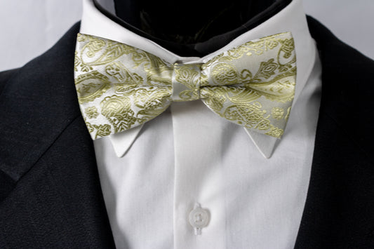 Pale Olive Green Silk Pretied Bow Tie