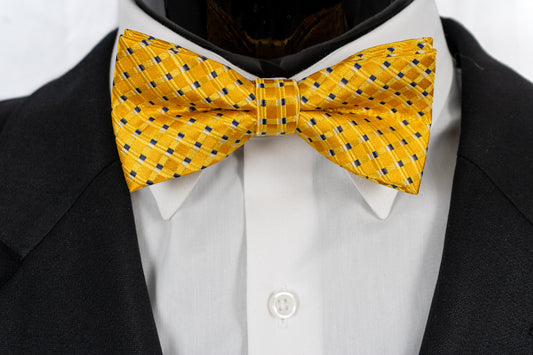 Gold and Black Silk Pretied Bow Tie