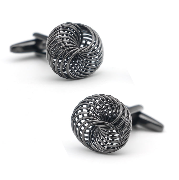 Black steel wire cage cufflinks