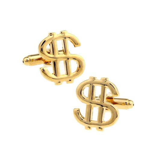 Gold-Steel dollar sign cufflinks