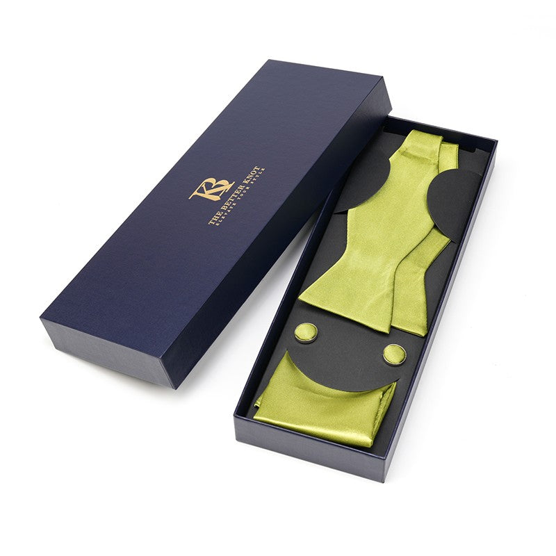 Self-Tie Moss Green Silk Bow Tie Set – Timeless Elegance for Every Occasion
