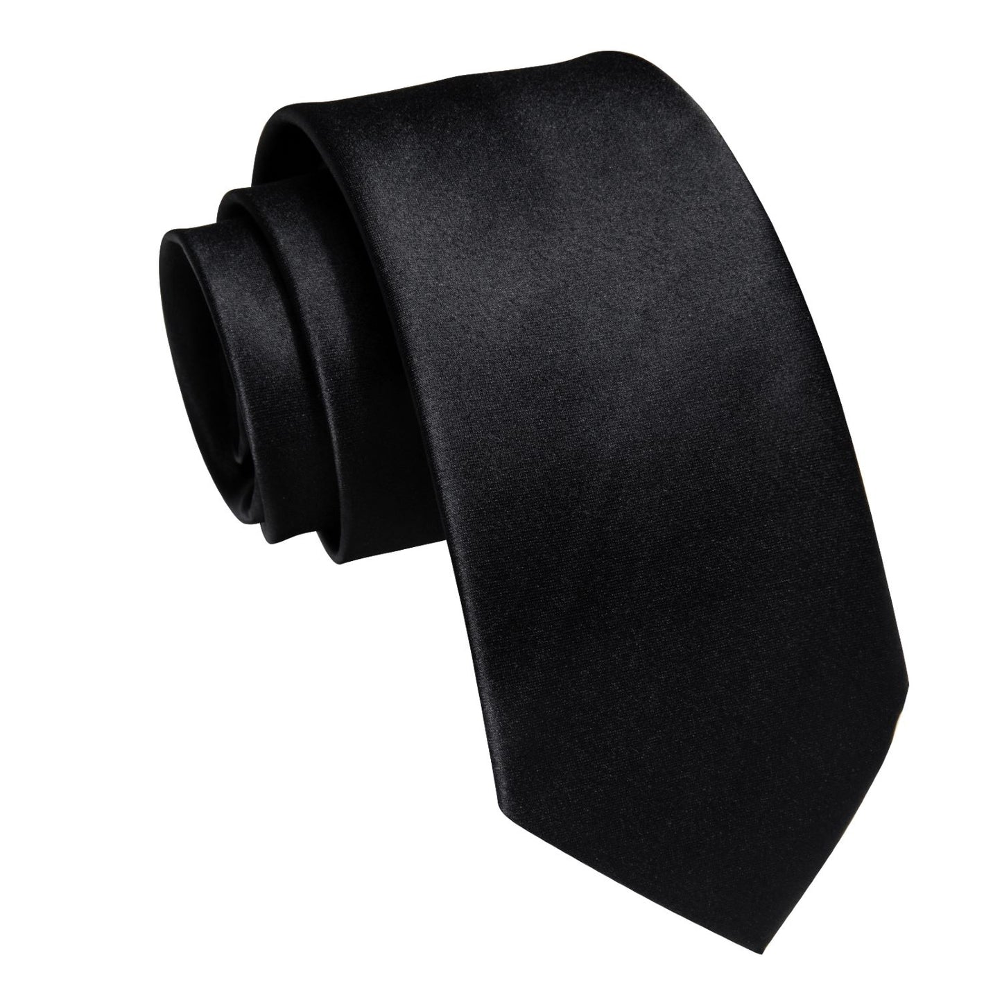 Solid Black Silk Tie Set