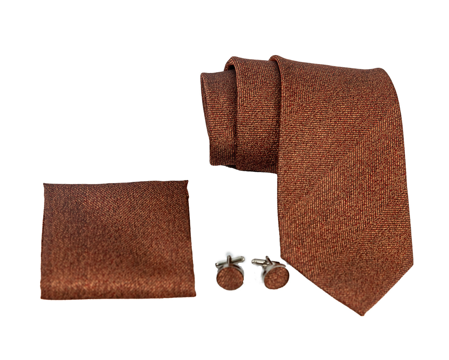 Rusty-Brown Silk Tie Set