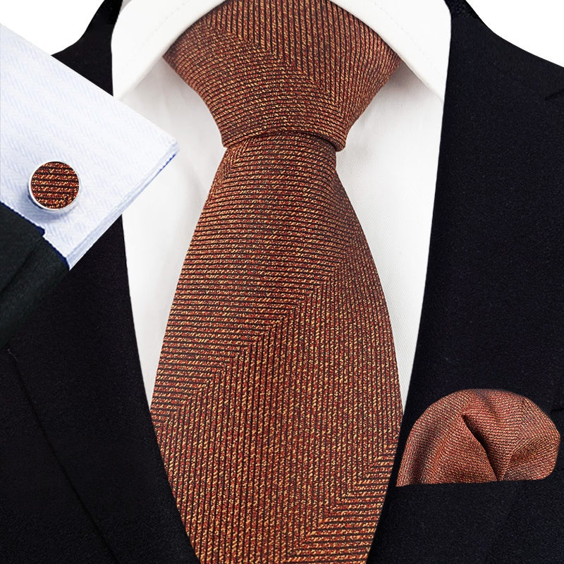 Rusty-Brown Silk Tie Set